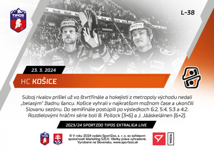 L-38 ZESTAW HC Košice TEL 2023/24 LIVE + UCHWYT