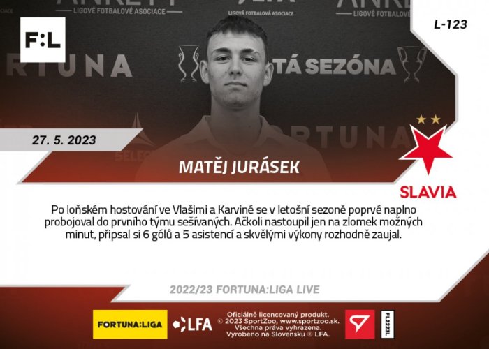 L-123 Matěj Jurásek FORTUNA:LIGA 2022/23 LIVE