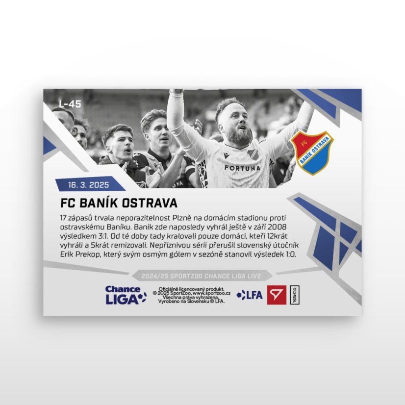L-45 FC Baník Ostrava Chance Liga 2024/25 LIVE