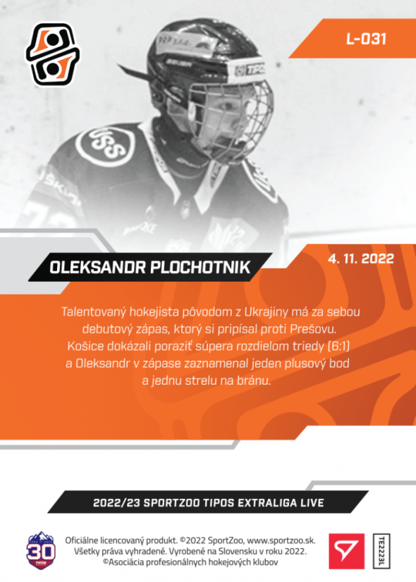 L-031 Oleksandr Plochotnik TEL 2022/23 LIVE