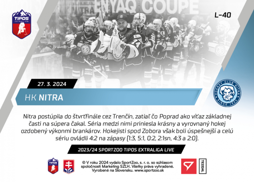L-40 HK Nitra TEL 2023/24 LIVE