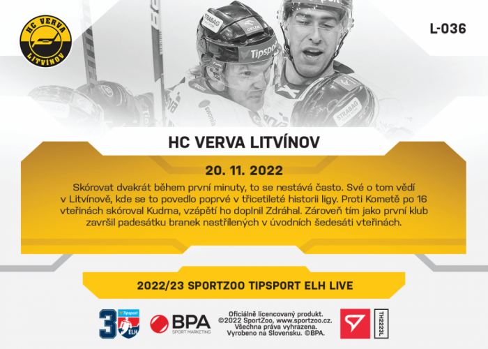 L-036 HC VERVA Litvínov TELH 2022/23 LIVE