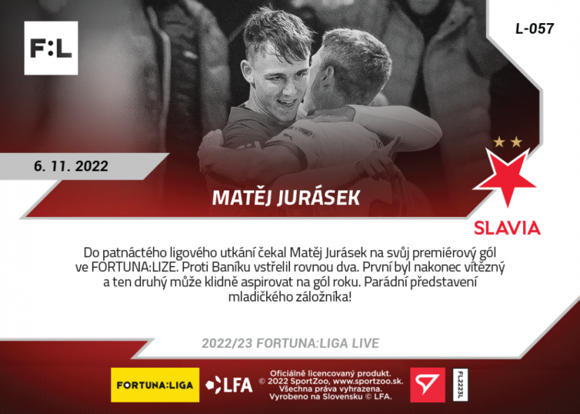 Set 15. kola (3 karty L-055 - L-057) FORTUNA:LIGA 2022/23 LIVE