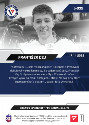 L-035 František Dej TEL 2022/23 LIVE