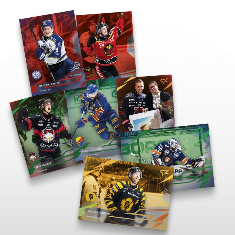 Zľavnený set 20 hokejových kartičiek Svenska hockeyligan - SportZoo Svenska hockeyligan 2025/26 LIVE