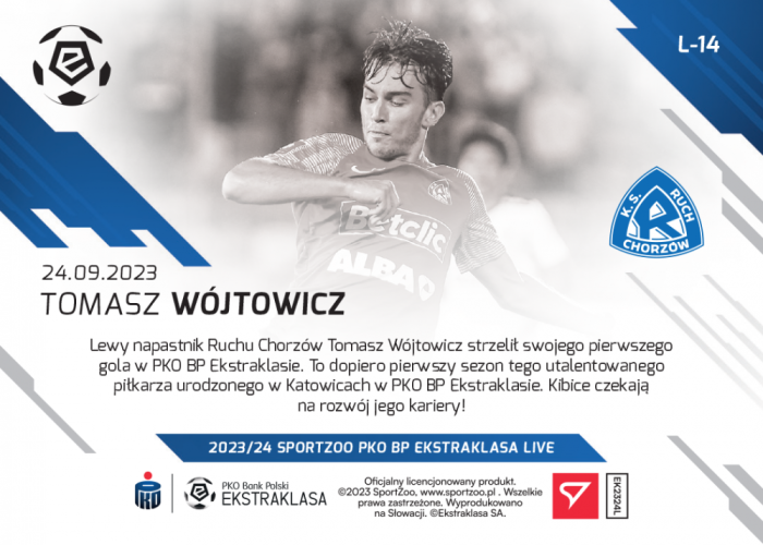 L-14 SADA Tomasz Wójtowicz PKO Bank Polski Ekstraklasa 2023/24 LIVE + HOLDER
