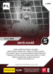 L-034 Matěj Kovář FORTUNA:LIGA 2022/23 LIVE