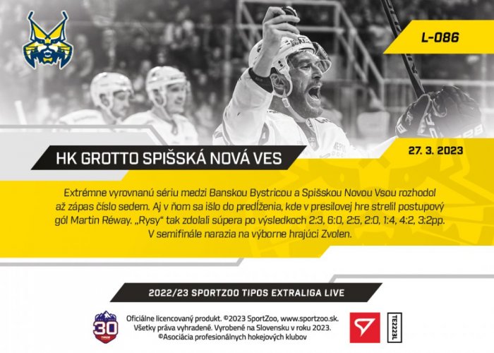 L-086 HK GROTTO Spišská Nová Ves TEL 2022/23 LIVE