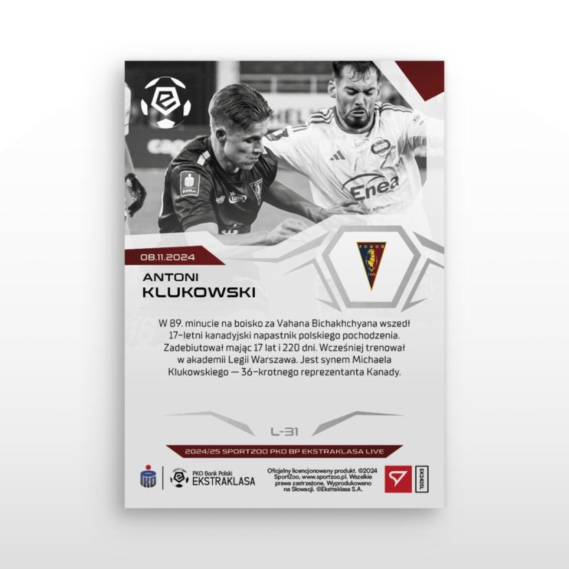 L-31 Antoni Klukowski PKO BP Ekstraklasa 2024/25 LIVE