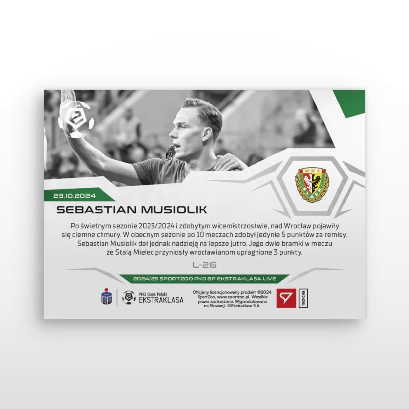L-26 SADA Sebastian Musiolik PKO BP Ekstraklasa 2024/25 LIVE + HOLDER