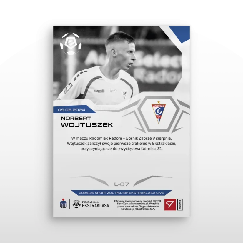 L- 07 Norbert Wojtuszek PKO BP Ekstraklasa 2024/25 LIVE