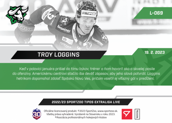 L-069 Troy Loggins TEL 2022/23 LIVE