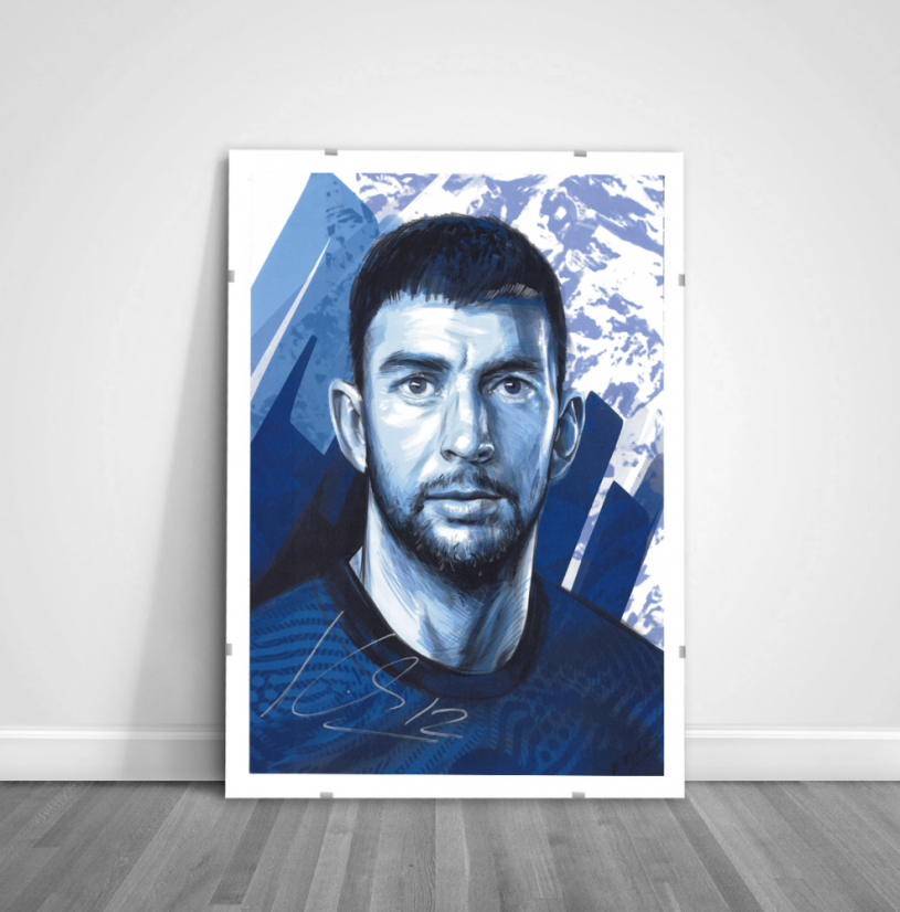Portret z podpisem Slovenskí Sokoli 2021 x/4 - Dušan Kuciak