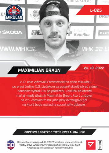 L-025 Maximilián Braun TEL 2022/23 LIVE