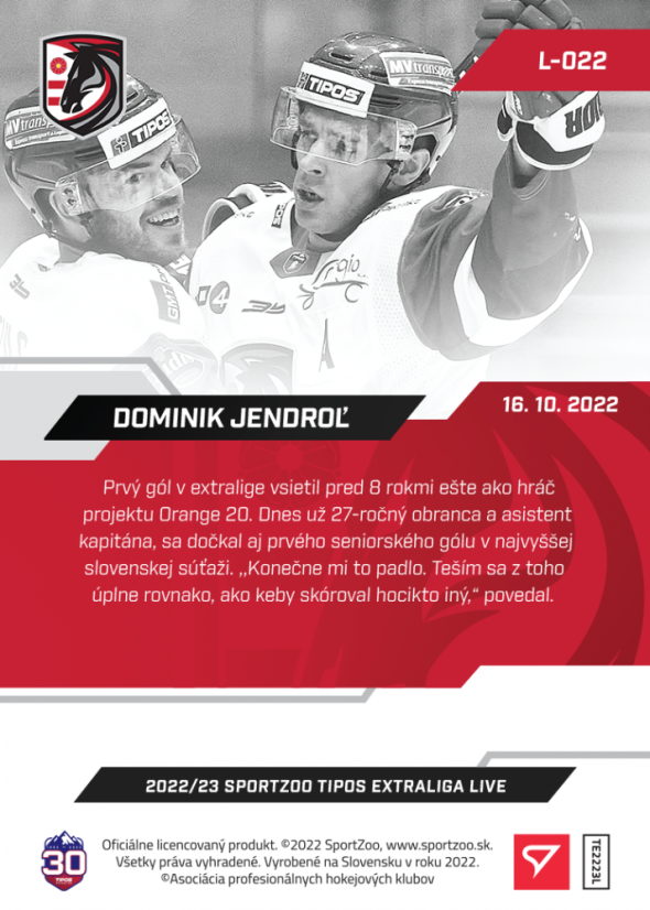 L-022 Dominik Jendroľ TEL 2022/23 LIVE