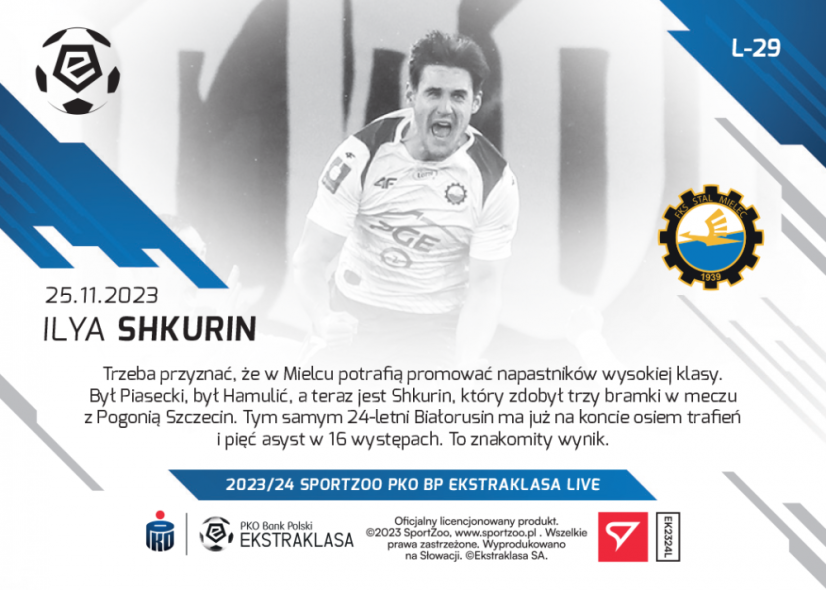 L-29 Ilya Shkurin PKO Bank Polski Ekstraklasa 2023/24 LIVE