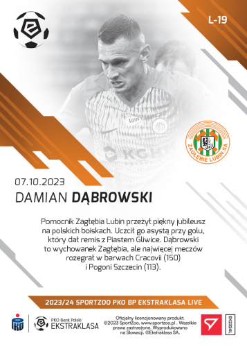 L-19 ZESTAW Damian Dąbrowski PKO Bank Polski Ekstraklasa 2023/24 LIVE + UCHWYT