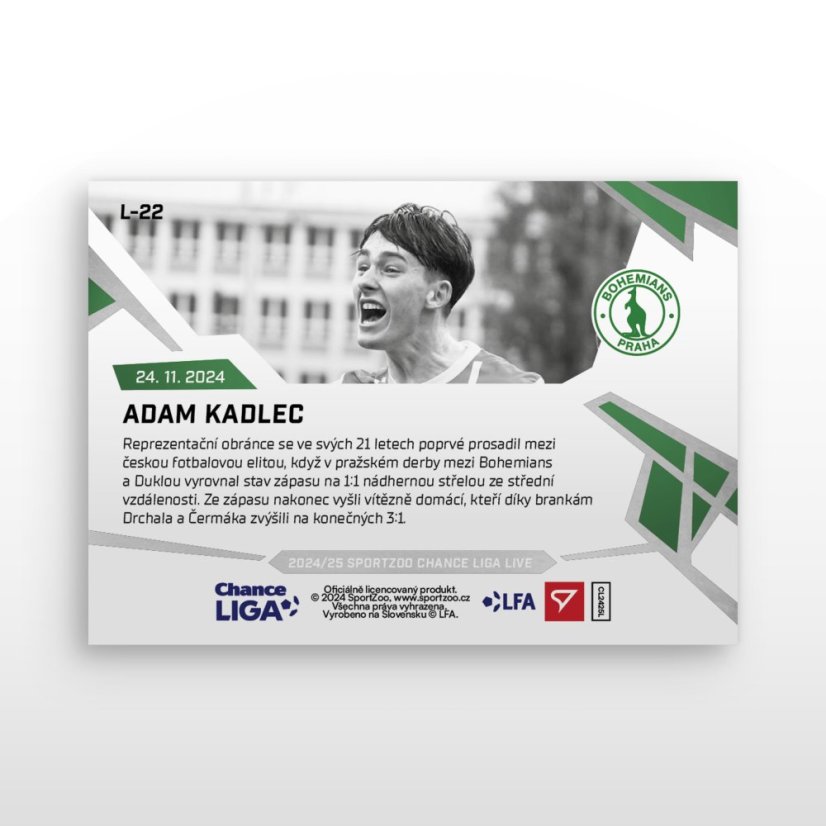 L-22 Adam Kadlec Chance Liga 2024/25 LIVE
