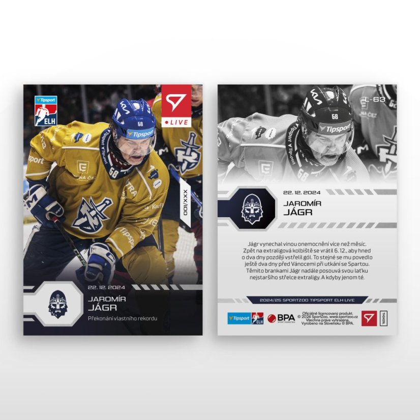 L-63 Jaromír Jágr TELH 2024/25 LIVE
