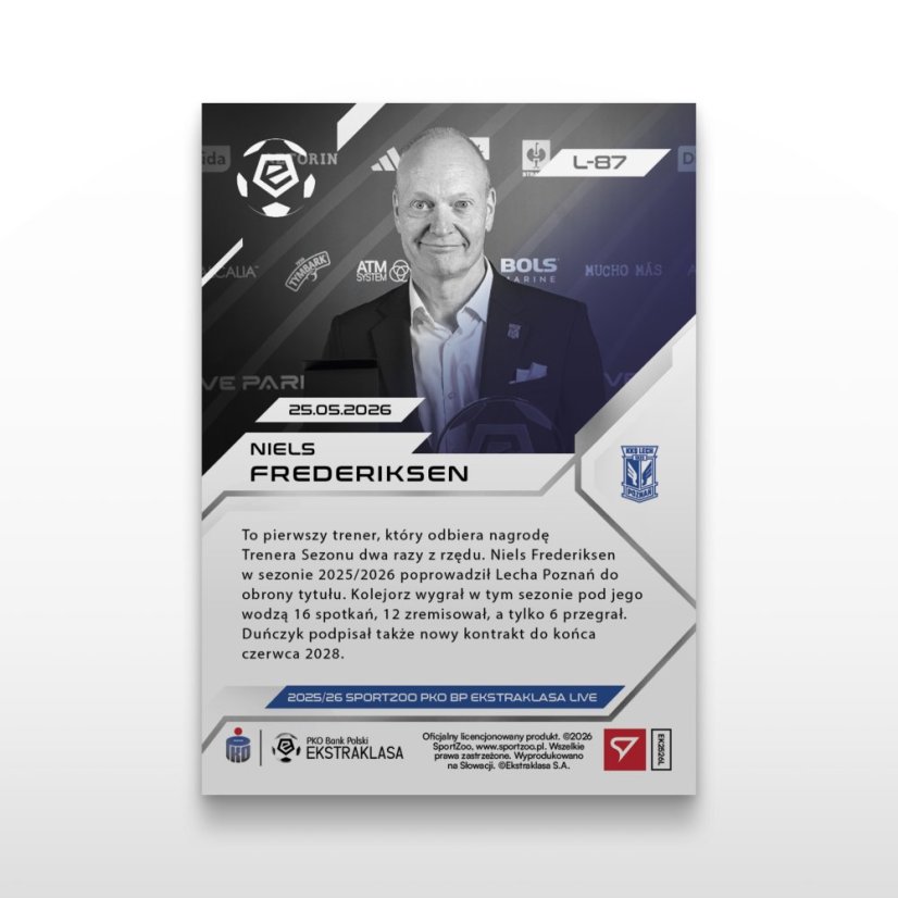 Karta piłkarska L-87 Niels Frederiksen - SportZoo PKO BP Ekstraklasa 2025/26 LIVE