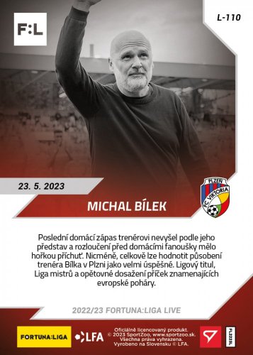 L-110 Michal Bílek FORTUNA:LIGA 2022/23 LIVE