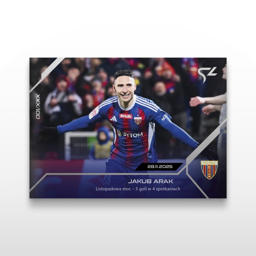 Karta piłkarska L-19 Jakub Arak - SportZoo Betclic 1 Liga 2025/26 LIVE