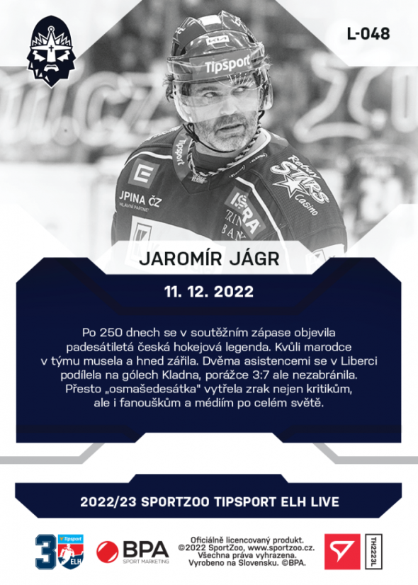 L-048 Jaromír Jágr TELH 2022/23 LIVE