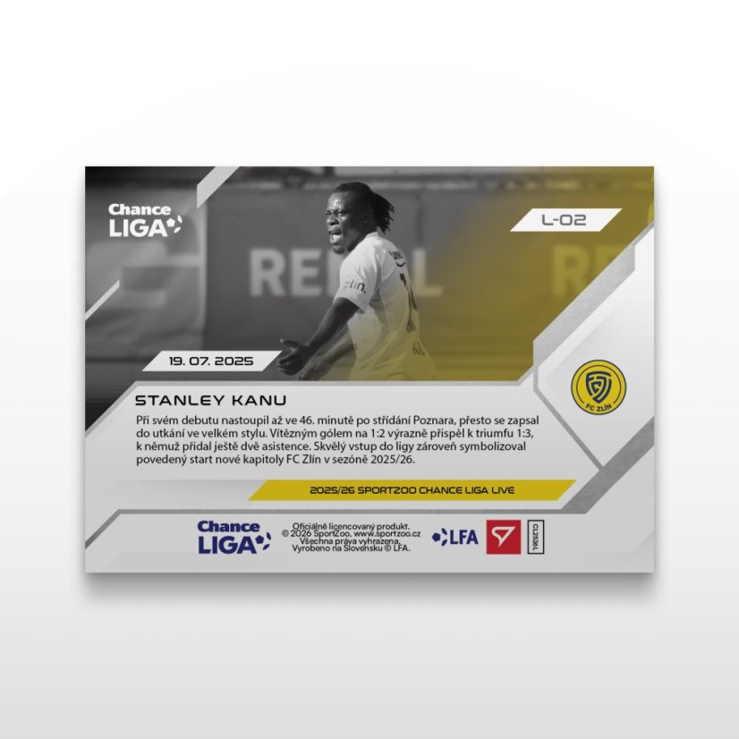 Fotbalová kartička L-02 STANLEY KANU - SportZoo Chance Liga 2025/26 LIVE
