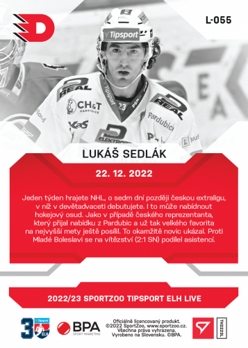 L-055 Lukáš Sedlák TELH 2022/23 LIVE