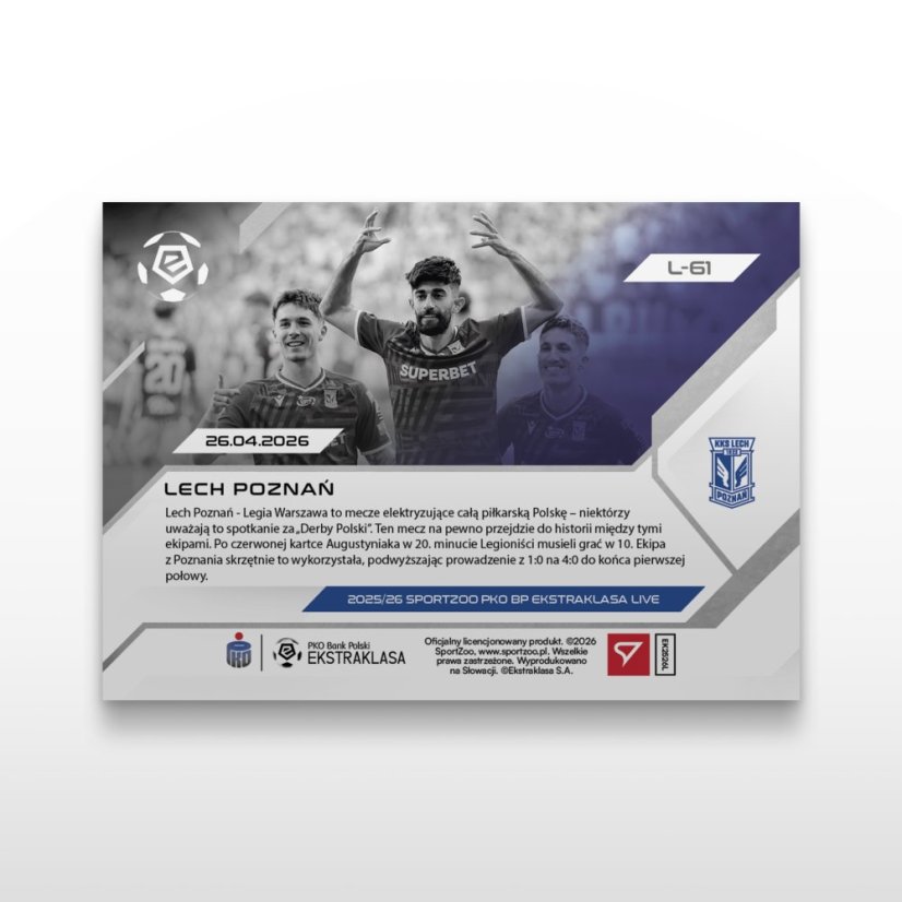 Karta piłkarska L-61 Lech Poznań - SportZoo PKO BP Ekstraklasa 2025/26 LIVE
