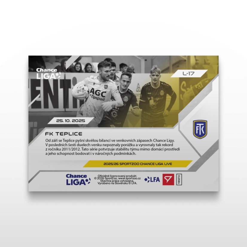 Football trading card L-17 FK TEPLICE - SportZoo Chance Liga 2025/26 LIVE