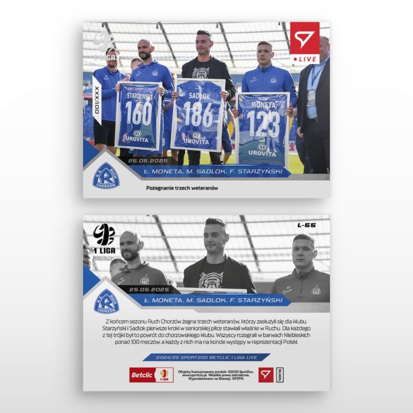 L-55 Ł. Moneta, M. Sadlok, F. Starzyński Betclic 1 Liga 2024/25 LIVE + HOLDER