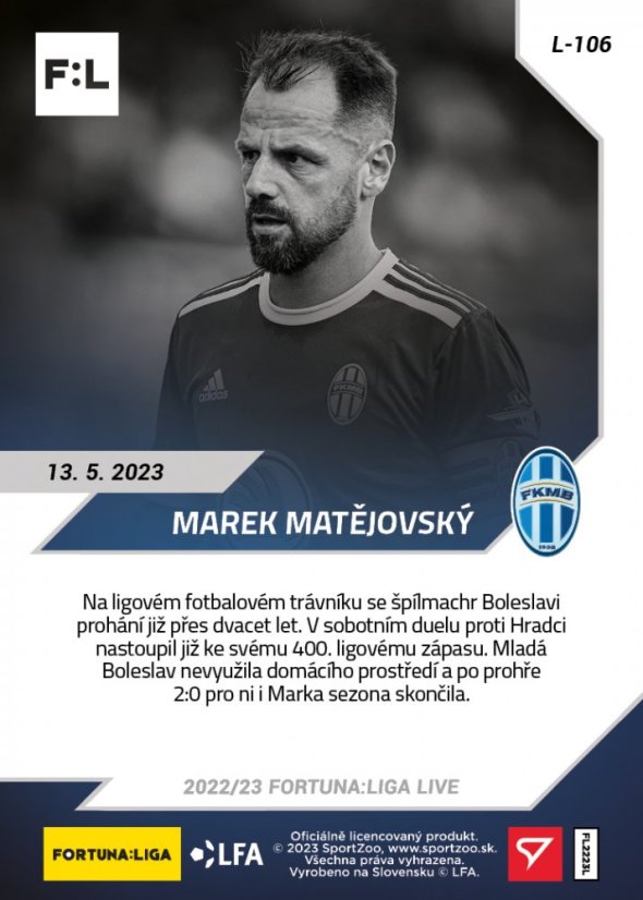 L-106 Marek Matějovský FORTUNA:LIGA 2022/23 LIVE