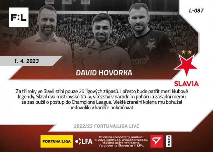L-087 David Hovorka FORTUNA:LIGA 2022/23 LIVE