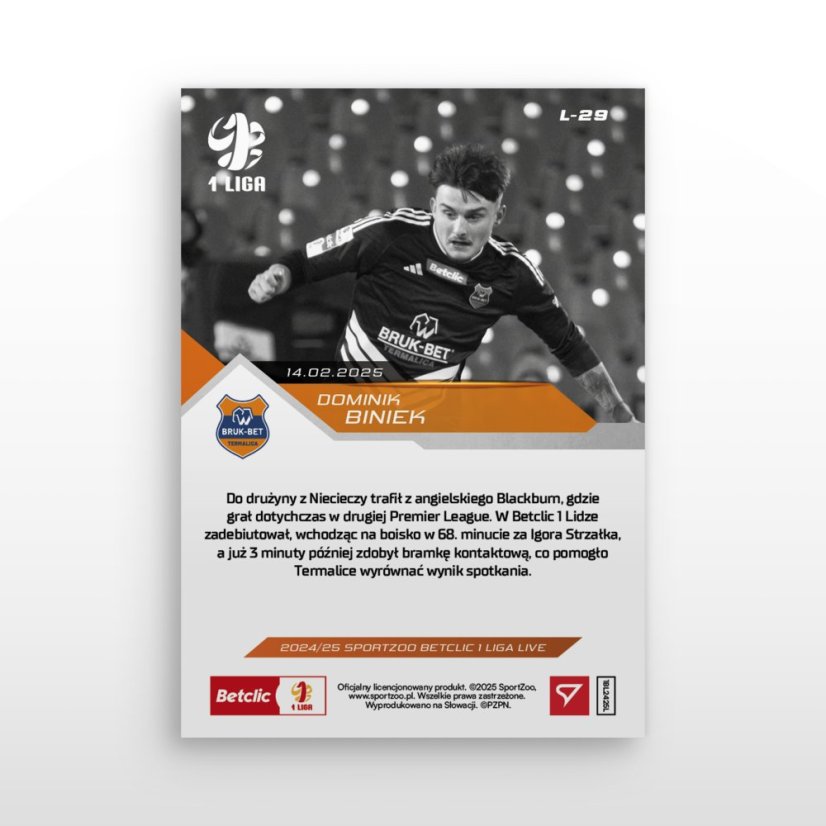 L-29 SADA Dominik Biniek Betclic 1 Liga 2024/25 LIVE + HOLDER