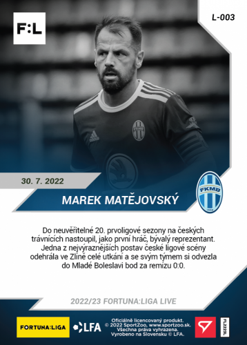 L-003 Marek Matějovský FORTUNA:LIGA 2022/23 LIVE