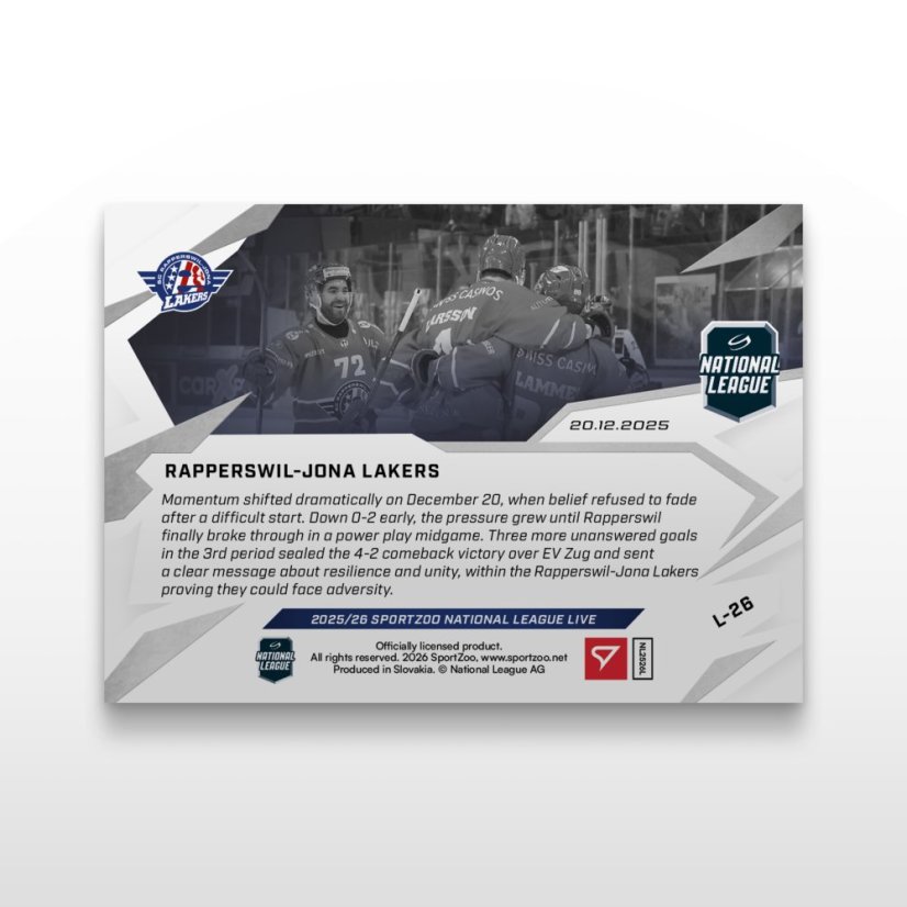 Hokejová kartička L-26 Rapperswil-Jona Lakers - SportZoo National League 2025/26 LIVE