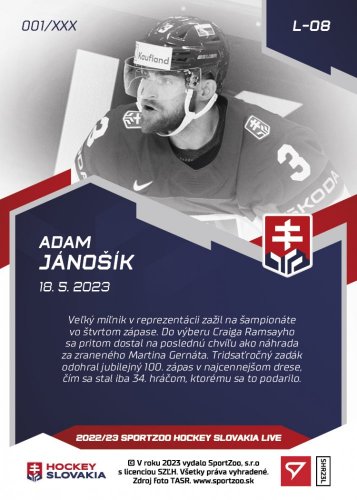 L-08 Adam Jánošík Hockey Slovakia 2023 LIVE