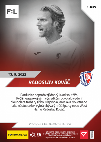 L-039 Radoslav Kováč FORTUNA:LIGA 2022/23 LIVE