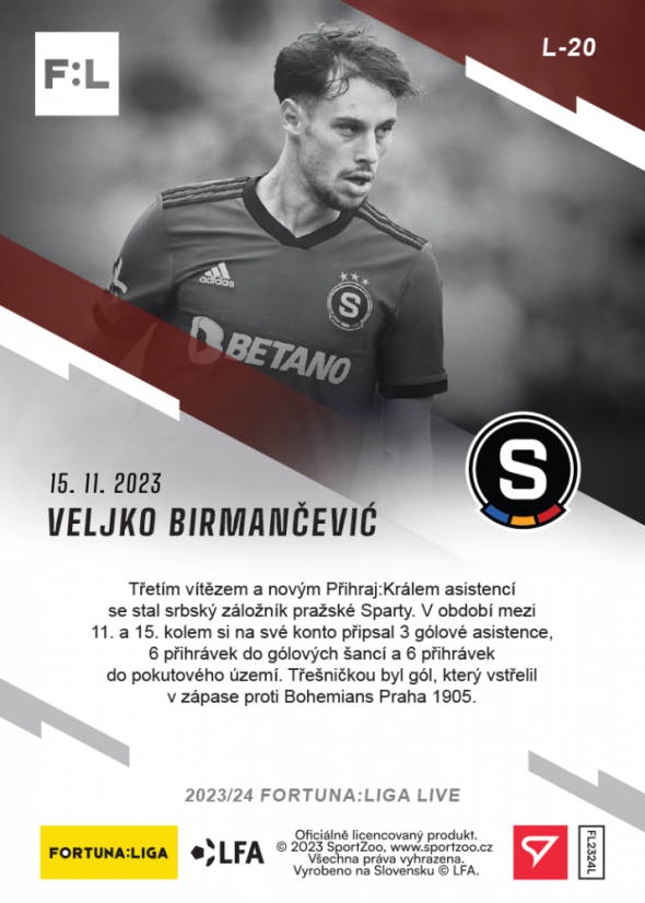 L-20 Veljko Birmančević FORTUNA:LIGA 2023/24 LIVE
