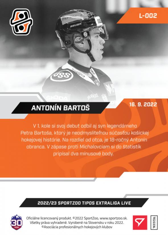 L-002 Antonín Bartoš TEL 2022/23 LIVE