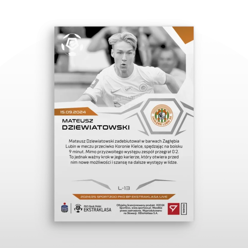 L-13 Mateusz Dziewiatowski PKO BP Ekstraklasa 2024/25 LIVE