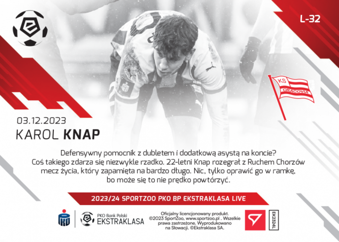 L-32 ZESTAW Karol Knap PKO Bank Polski Ekstraklasa 2023/24 LIVE + UCHWYT