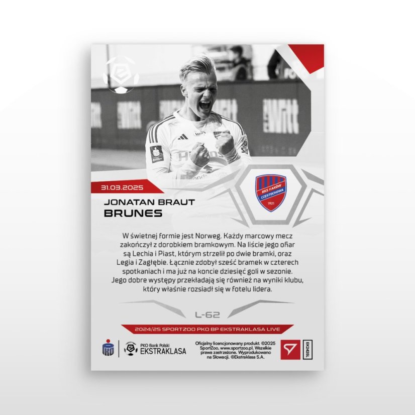 L-62 Jonatan Braut Brunes PKO BP Ekstraklasa 2024/25 LIVE