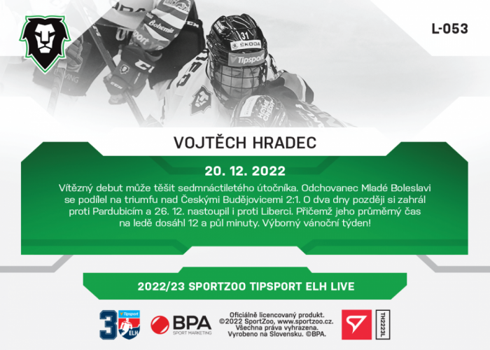 L-053 Vojtěch Hradec TELH 2022/23 LIVE