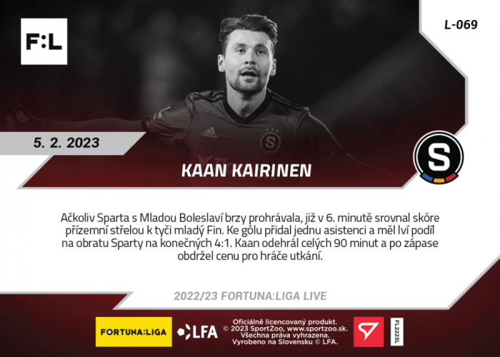 L-069 Kaan Kairinen FORTUNA:LIGA 2022/23 LIVE