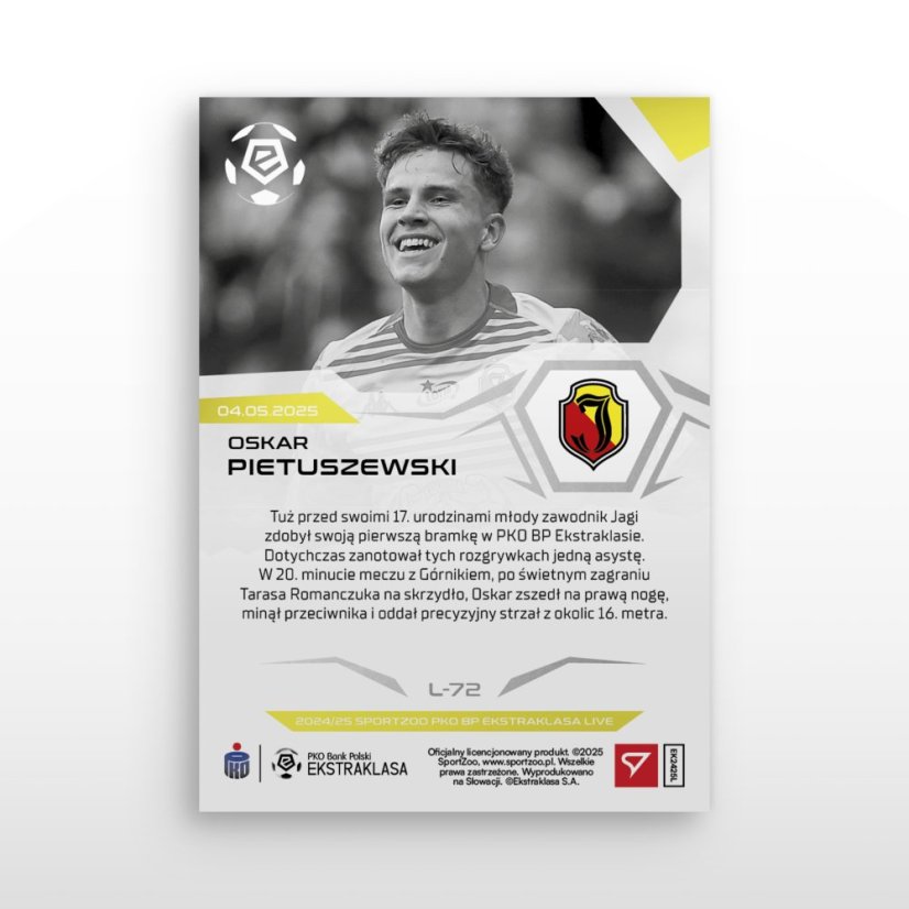 L-72 Oskar Pietuszewski PKO BP Ekstraklasa 2024/25 LIVE + HOLDER