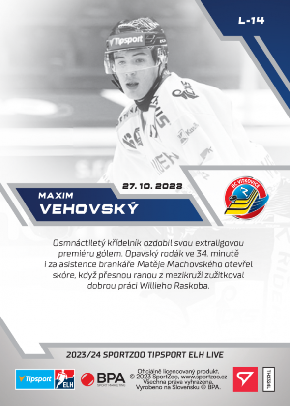 L-14 ZESTAW Maxim Vehovský TELH 2023/24 LIVE + UCHWYT