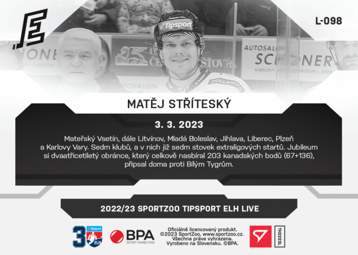 L-098 Matěj Stříteský TELH 2022/23 LIVE
