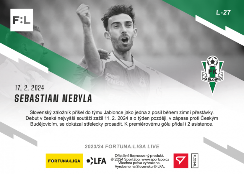 L-27 SADA Sebastian Nebyla FORTUNA:LIGA 2023/24 LIVE + HOLDER